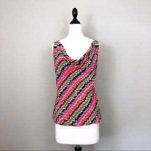 Trina Turk Silk Drape Neck Top